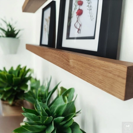 PÓŁKI dębowe na zdjęcia i obrazy – komplet 40 i 60 cm, listwy na ścianę, lity dąb