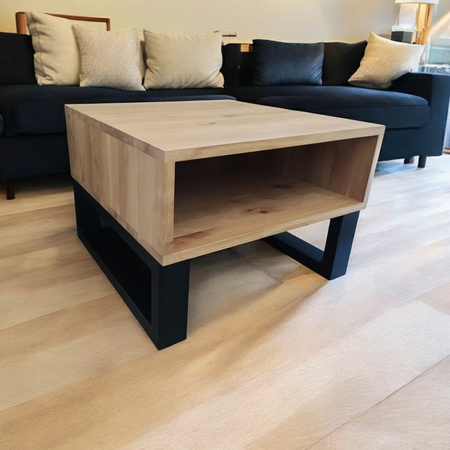 Stolik kawowy dębowy z półką – lity dąb, nowoczesny design, do salonu