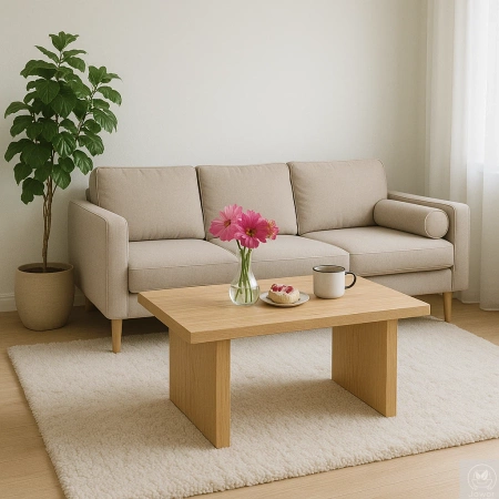 STOLIK kawowy dębowy do salonu – lity dąb, nowoczesny 90×50 cm