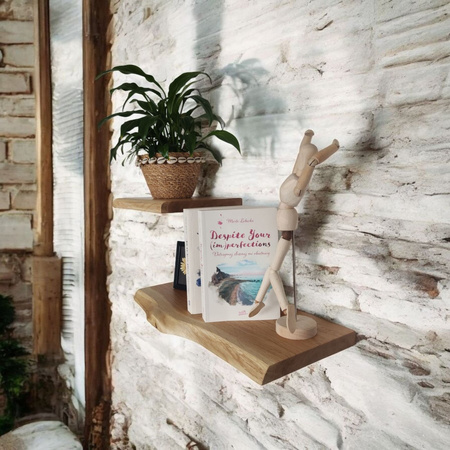 Półki dębowe z litego drewna – komplet 30 i 50 cm z naturalną krawędzią