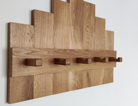 WIESZAK ścienny na ubrania dębowy – kołki z litego dębu – 60 cm