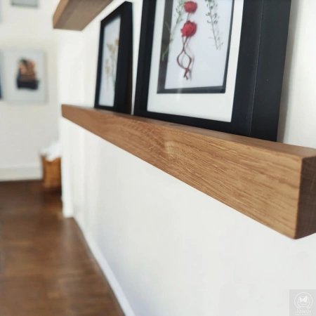 PÓŁKI dębowe na zdjęcia i obrazy – komplet 40 i 60 cm, listwy na ścianę, lity dąb