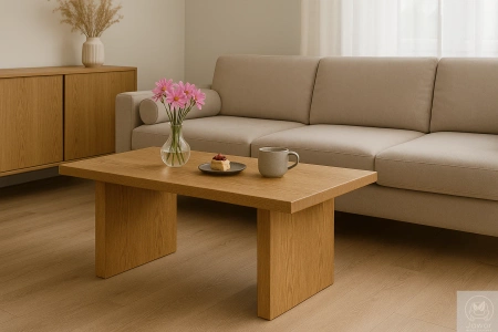 STOLIK kawowy dębowy do salonu – lity dąb, nowoczesny 90×50 cm