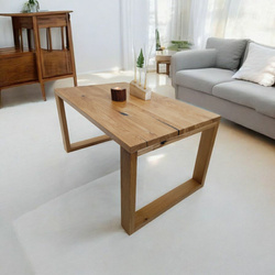 STOLIK kawowy dębowy z żywicą epoksydową – rustykalny lity dąb 90×56 cm