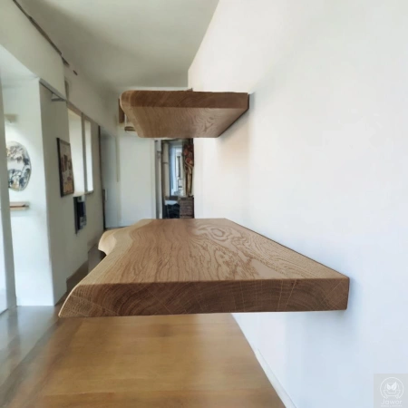 PÓŁKI dębowe na ścianę – komplet 30 i 50 cm, naturalna krawędź, lity dąb