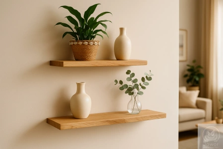 PÓŁKA dębowa na ścianę – prosta i klasyczna, lity dąb, 50–120 cm