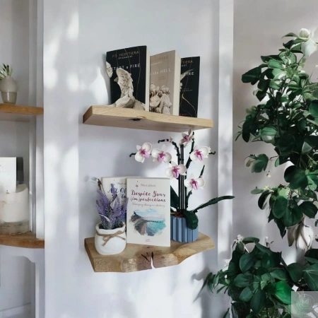 PÓŁKA dębowa na ścianę 40 cm – z naturalną krawędzią, lity dąb