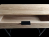 KONSOLA dębowa z szufladą 80 cm – loft, czarny stelaż