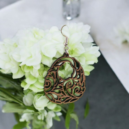 KOLCZYKI ażurowe drewniane – wiszące, ultralekkie