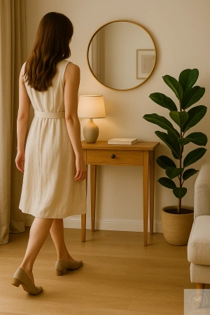 KONSOLA dębowa z szufladą 50 cm – mała, wąska