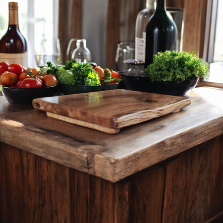 Dębowa deska do serwowania i krojenia na nóżkach – do degustacji, z litego drewna