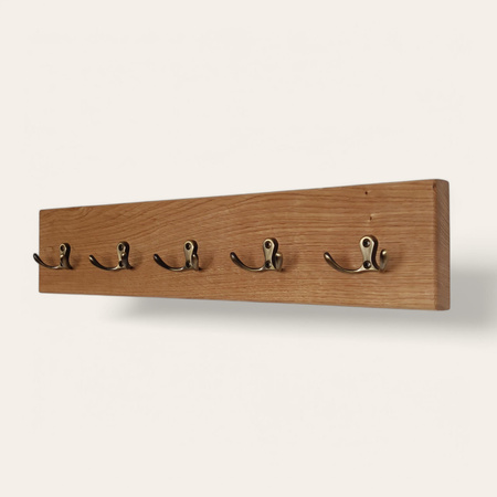 WIESZAK ścienny dębowy na ubrania – do przedpokoju – stare złoto 60 cm