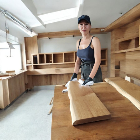 PÓŁKI dębowe na ścianę – komplet 30 i 50 cm, naturalna krawędź, lity dąb