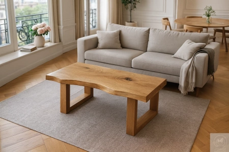 STOLIK kawowy dębowy Monolit – blat z jednego kawałka litego dębu 90×40 cm