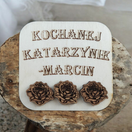 KOLCZYKI róże drewniane – kwiatowe i kobiece