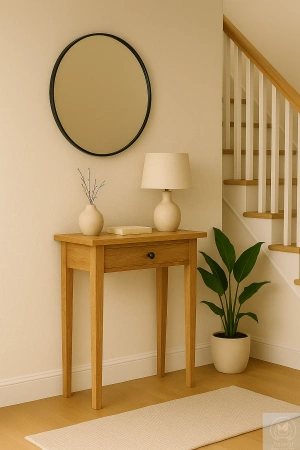 KONSOLA dębowa z szufladą 50 cm – mała, wąska