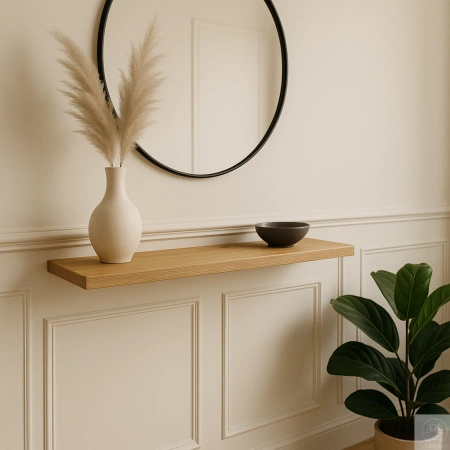 PÓŁKA dębowa na ścianę – prosta i klasyczna, lity dąb, 50–120 cm