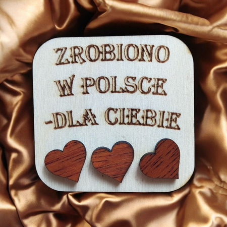 KOLCZYKI serca drewniane – sztyfty stal chirurgiczna