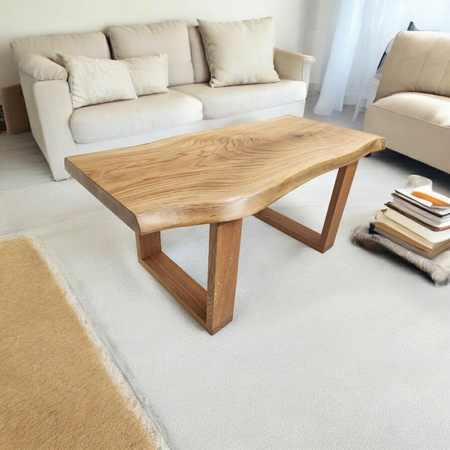 Stolik kawowy dębowy Monolit – blat z jednego kawałka litego dębu, unikatowy design
