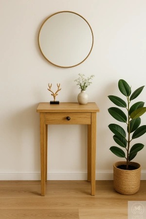 KONSOLA dębowa z szufladą 50 cm – mała, wąska