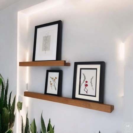 PÓŁKI dębowe na zdjęcia i obrazy – komplet 40 i 60 cm, listwy na ścianę, lity dąb