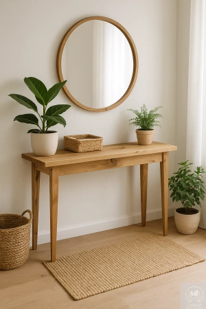 KONSOLA dębowa rustykalna 85 cm – lity dąb, loft