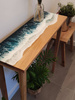 KONSOLA dębowa z żywicą – fale oceanu, 80 cm