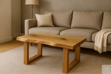 STOLIK kawowy dębowy Monolit – blat z jednego kawałka litego dębu 90×40 cm