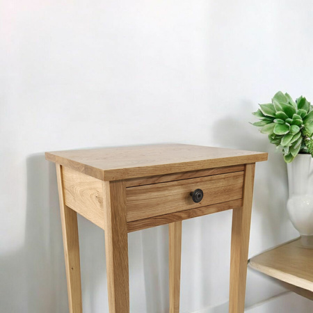 KONSOLA dębowa z szufladą 50 cm – mała, wąska