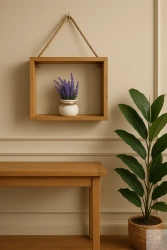 PÓŁKA dębowa na linie jutowej – lity dąb, styl boho, różne rozmiary