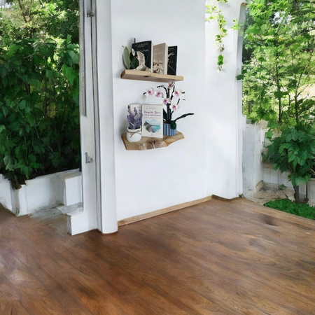 Półka dębowa wisząca 40 cm – z naturalną krawędzią, lite drewno