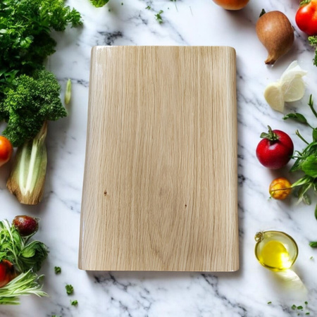 Deska do krojenia dębowa z jednego kawałka drewna 40 × 25 cm – szeroka, naturalny kształt
