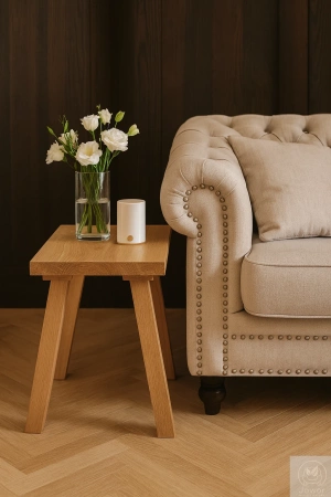 STOLIK kawowy dębowy pomocnik – mały pomocnik przy sofie z litego dębu 50×28 cm