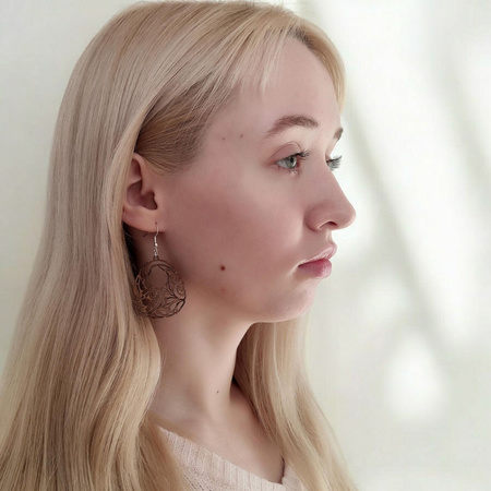 KOLCZYKI ażurowe drewniane – wiszące, ultralekkie