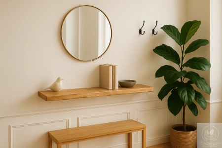 PÓŁKA dębowa na ścianę – naturalna krawędź, z jednej deski, 50–100 cm