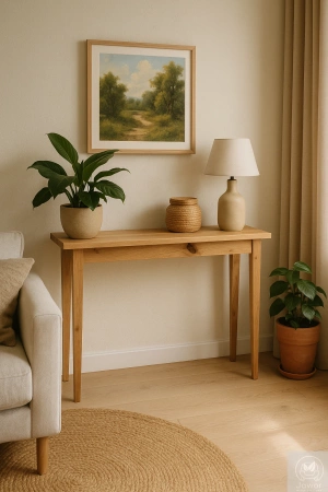 KONSOLA dębowa rustykalna 85 cm – lity dąb, loft