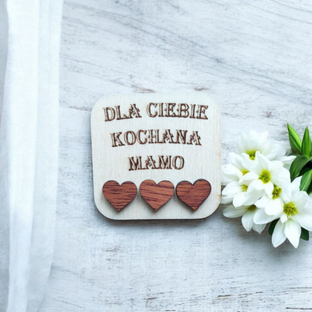 KOLCZYKI serca drewniane – mahoń, lekkie i naturalne
