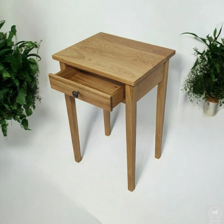 KONSOLA dębowa z szufladą 50 cm – mała, wąska