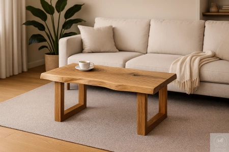 STOLIK kawowy dębowy Monolit – blat z jednego kawałka litego dębu 90×40 cm