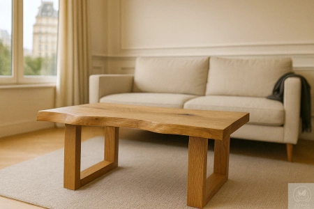 STOLIK kawowy dębowy Monolit – blat z jednego kawałka litego dębu 90×40 cm