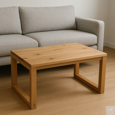 STOLIK kawowy dębowy z żywicą epoksydową – rustykalny lity dąb 90×56 cm