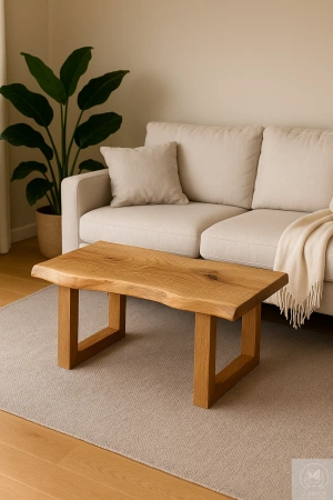 STOLIK kawowy dębowy Monolit – blat z jednego kawałka litego dębu 90×40 cm