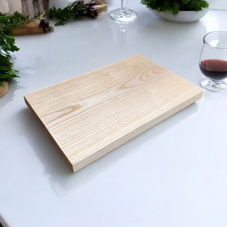 Deska do krojenia jesionowa z jednego kawałka 40 × 24 × 2,5 cm – lity jesion, prostokątna