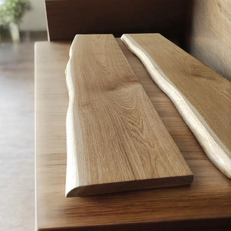 Półka dębowa na ścianę 100 cm – naturalna krawędź, lite drewno