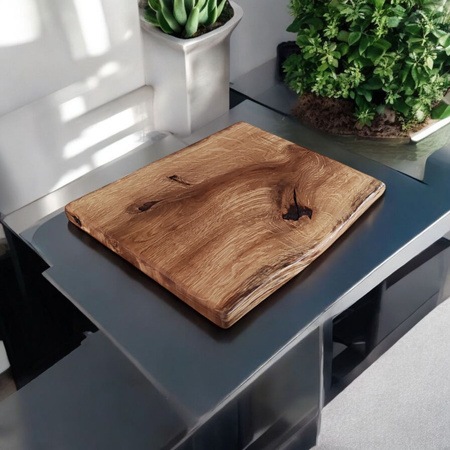 Dębowa deska do serwowania i krojenia na nóżkach – do degustacji, z litego drewna