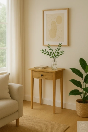 KONSOLA dębowa z szufladą 50 cm – mała, wąska