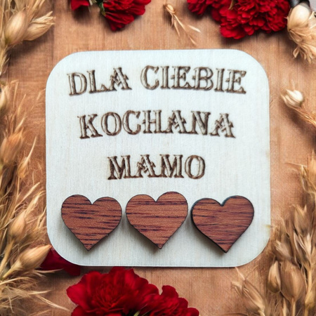 KOLCZYKI serca drewniane – mahoń, lekkie i naturalne