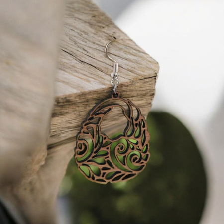 KOLCZYKI ażurowe drewniane – wiszące, ultralekkie