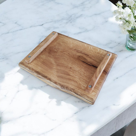 Dębowa deska do serwowania i krojenia na nóżkach – do degustacji, z litego drewna