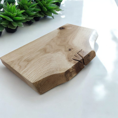 Półka dębowa wisząca 40 cm – z naturalną krawędzią, lite drewno